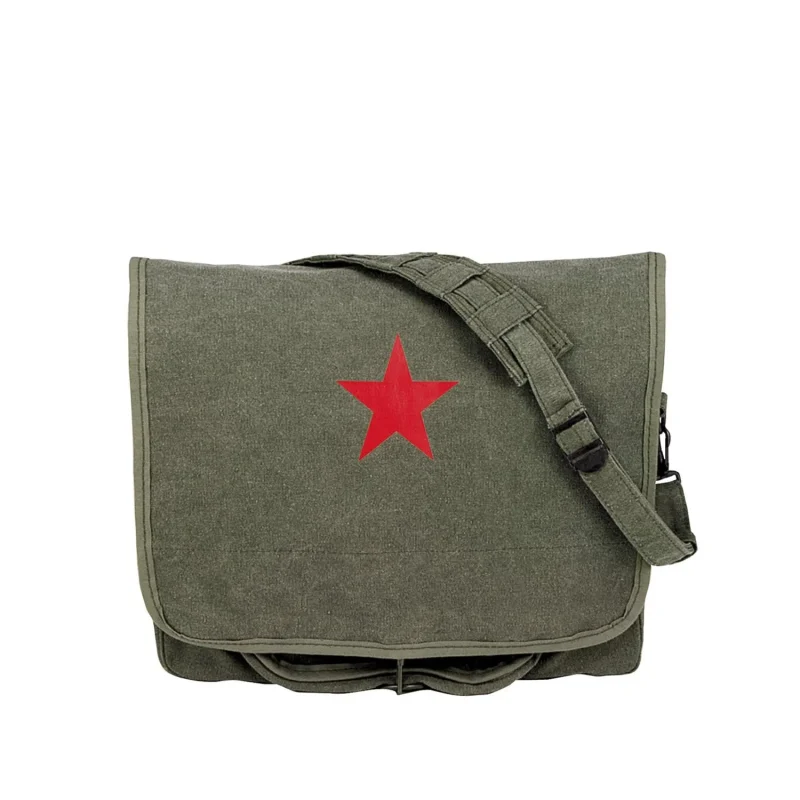 vintage canvas shoulder bag w red star by rothco