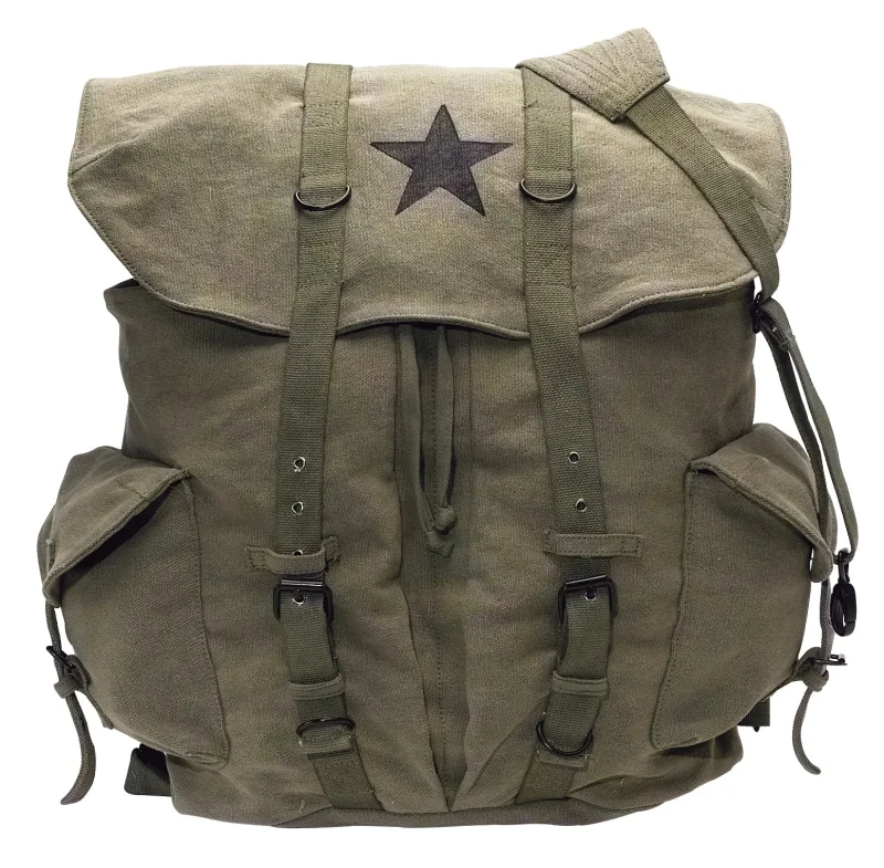 vintage star canvas weekender backpack by rothco