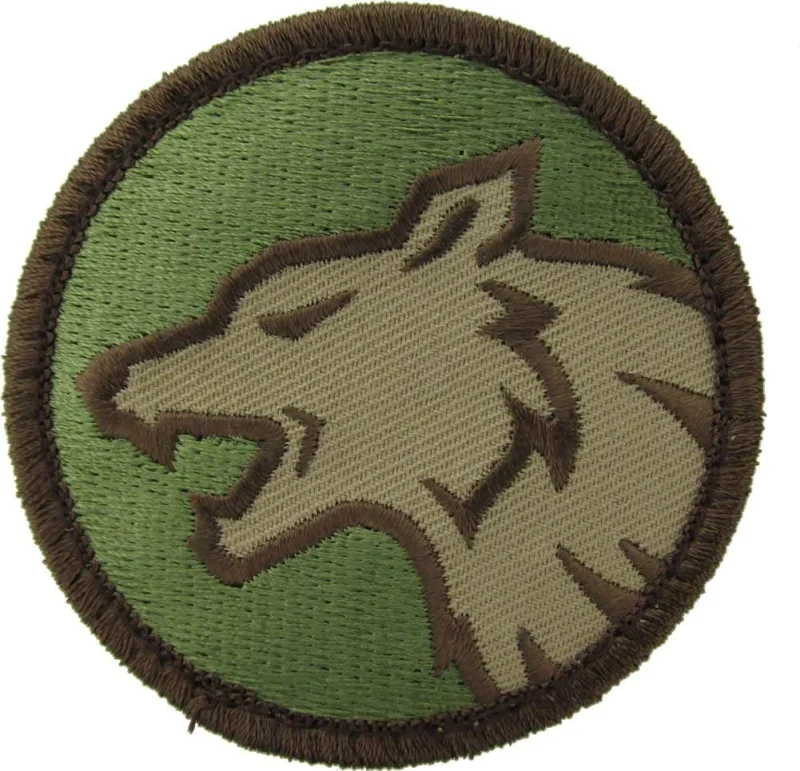 wolf head patch with hook fastener