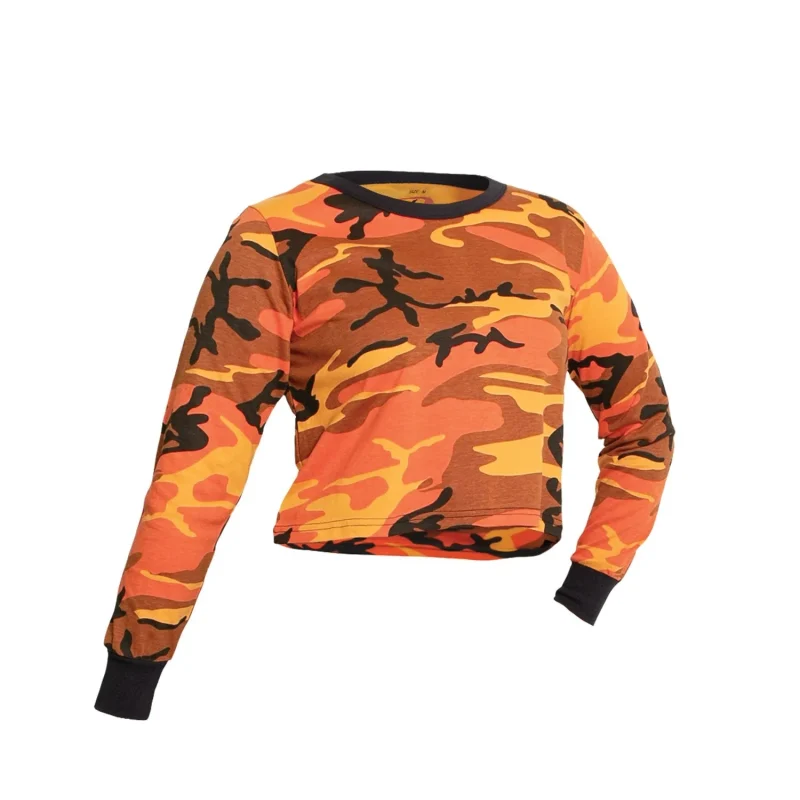 women s camo crop top long sleeve