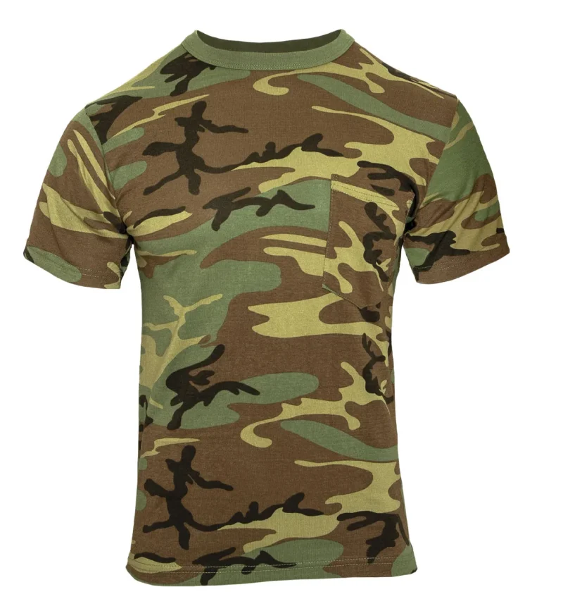 woodland camo pocket t shirt by rothco